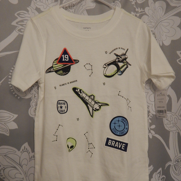 Kids Carter’s White Spaceship Graphic T Shirt - Picture 8 of 11